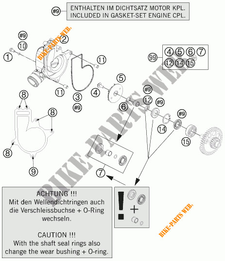 POMPE A EAU pour KTM 1190 RC8 R WHITE de 2013
