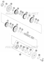 BOITE DE VITESSES   ARBRE SECONDAIRE pour KTM 200 DUKE WHITE NON ABS de 2014