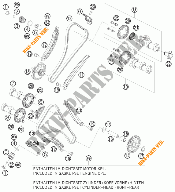 DISTRIBUTION pour KTM 1190 RC8 R TRACK de 2012