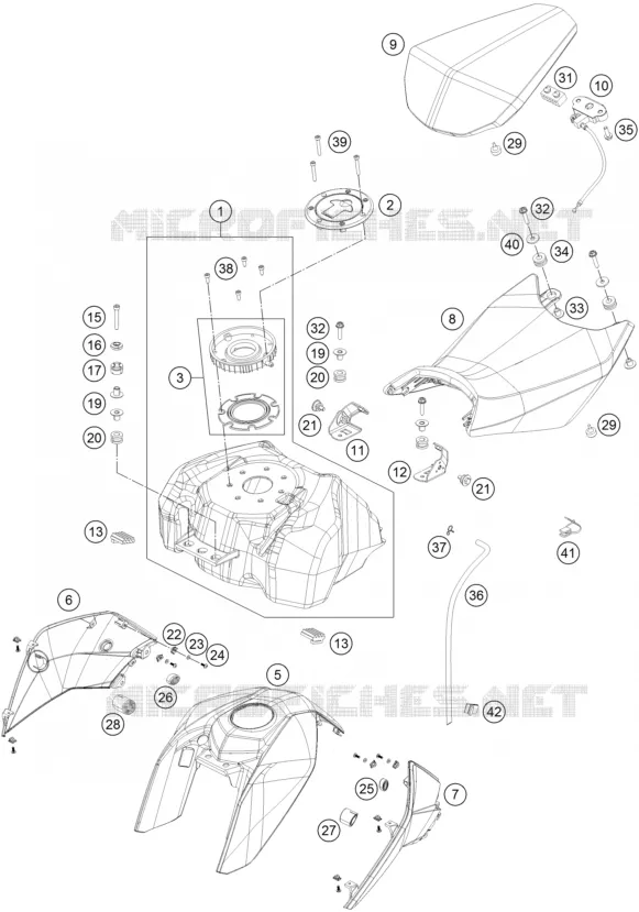 RESERVOIR / SELLE KTM MOTO 125 2014 DUKE  125 DUKE ORANGE ABS