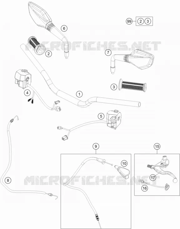 GUIDON / COMMANDES KTM MOTO 125 2012 DUKE  125 DUKE GREY