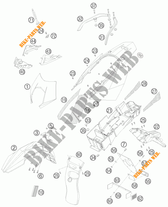 PLASTIQUES pour KTM 950 SUPER ENDURO R de 2009