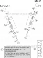 SOUPAPES pour KTM 950 SUPER ENDURO R de 2007