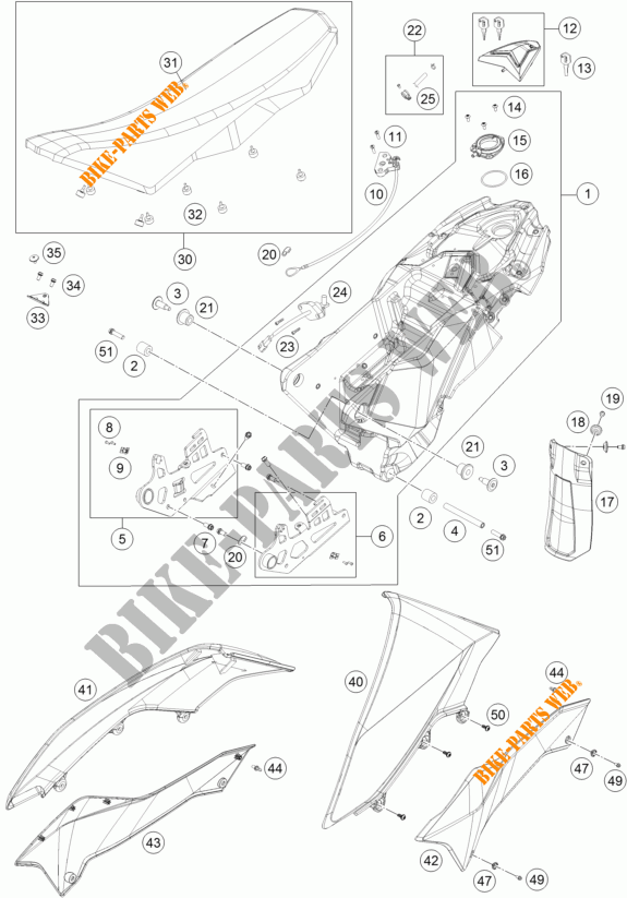 RESERVOIR / SELLE pour KTM 690 ENDURO R ABS de 2016
