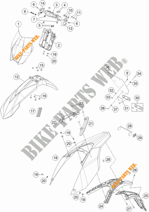 PLASTIQUES pour KTM 690 ENDURO R ABS de 2016