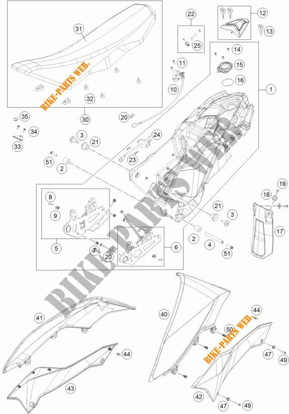RESERVOIR / SELLE pour KTM 690 ENDURO R ABS de 2014