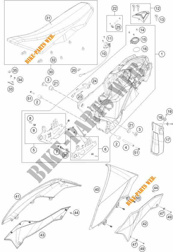 RESERVOIR / SELLE pour KTM 690 ENDURO R de 2013