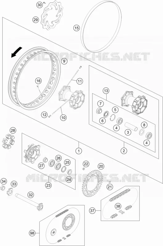 ROUE ARRIERE KTM MOTO 690 2013 ENDURO  690 ENDURO R