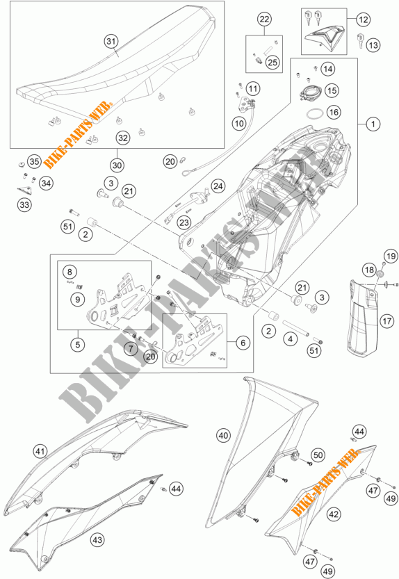 RESERVOIR / SELLE pour KTM 690 ENDURO R de 2012