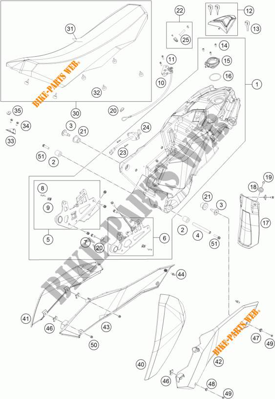 RESERVOIR / SELLE pour KTM 690 ENDURO R de 2011