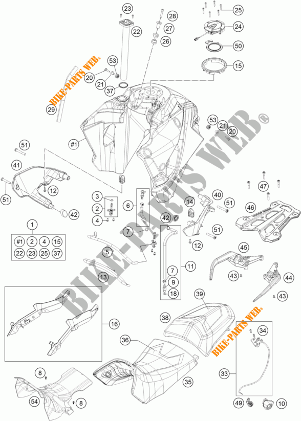 RESERVOIR / SELLE pour KTM 1290 SUPER ADVENTURE S ORANGE de 2017