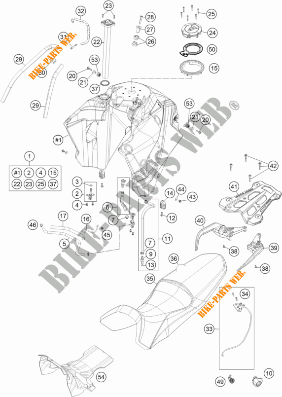 RESERVOIR / SELLE pour KTM 1290 SUPER ADVENTURE R TKC de 2018