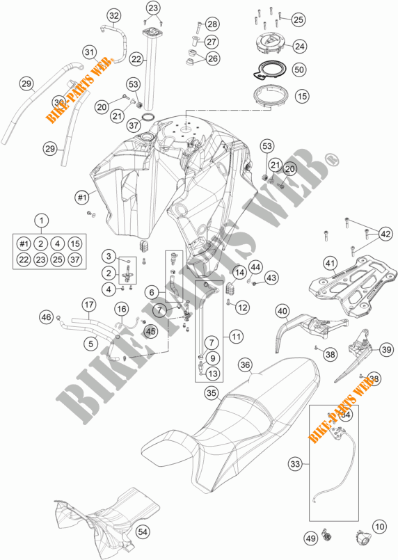 RESERVOIR / SELLE pour KTM 1290 SUPER ADVENTURE R TKC de 2018