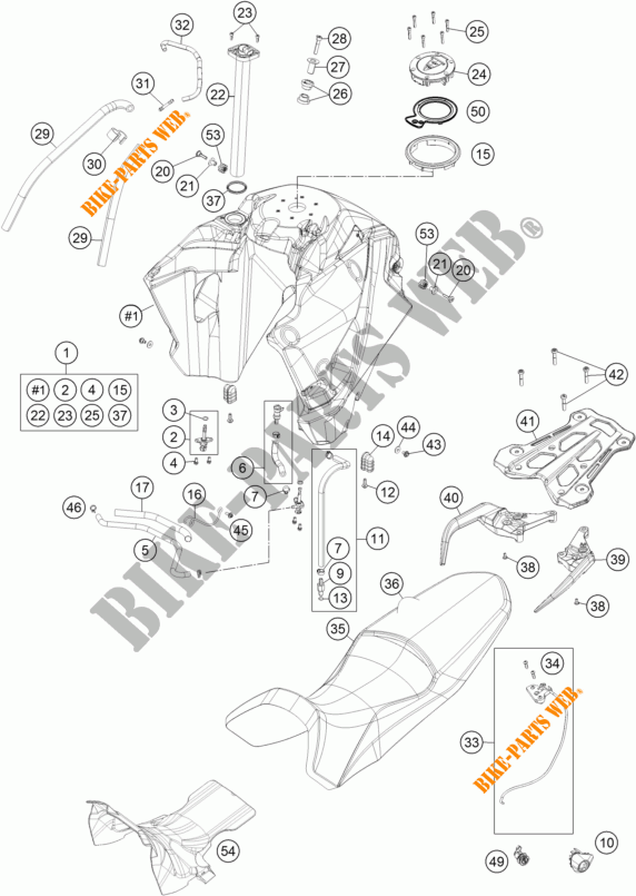 RESERVOIR / SELLE pour KTM 1290 SUPER ADVENTURE R de 2018
