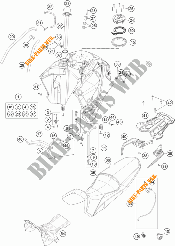 RESERVOIR / SELLE pour KTM 1290 SUPER ADVENTURE R TKC de 2017