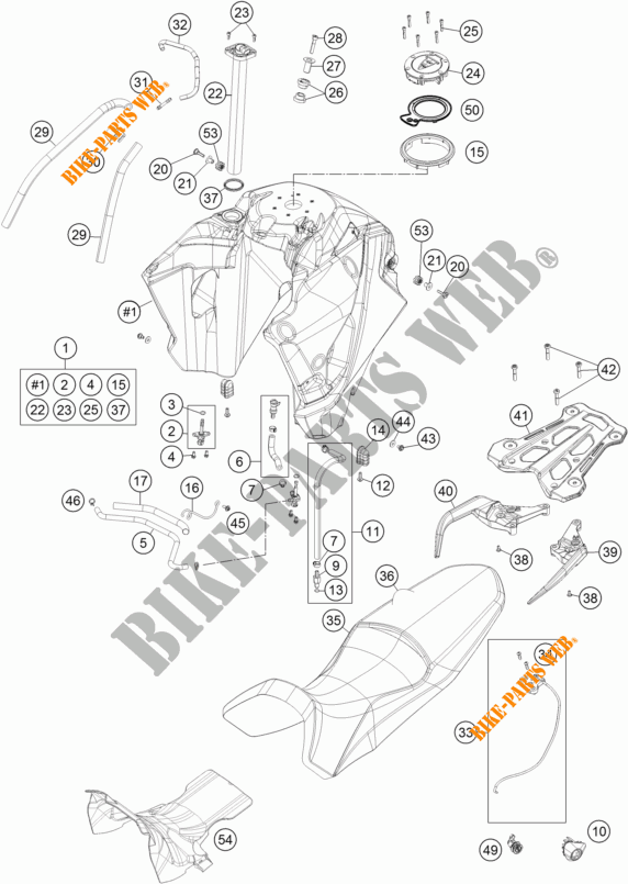 RESERVOIR / SELLE pour KTM 1290 SUPER ADVENTURE R TKC de 2017