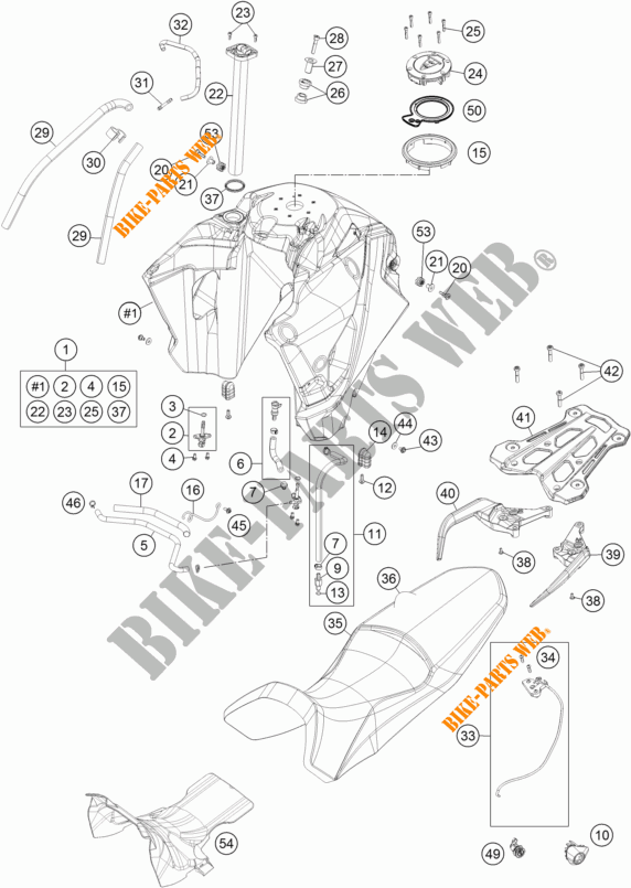 RESERVOIR / SELLE pour KTM 1290 SUPER ADVENTURE R de 2017