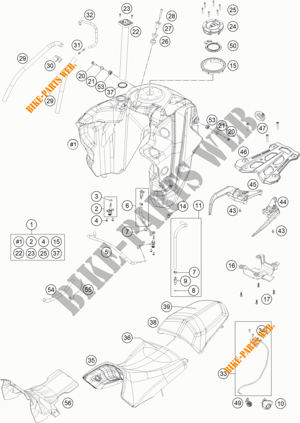 RESERVOIR / SELLE pour KTM 1290 SUPER ADVENTURE T de 2017