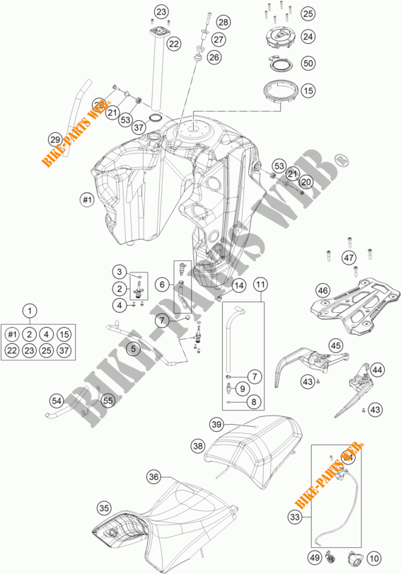 RESERVOIR / SELLE pour KTM 1290 SUPER ADVENTURE WHITE ABS de 2016